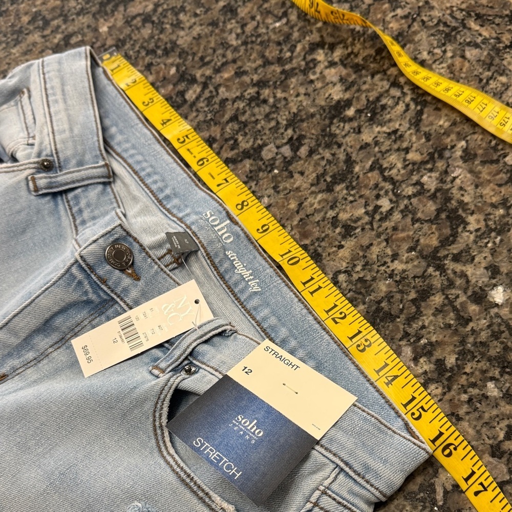 Soho Stretchy patchwork distressed hem Jeans NWT 12 - Picture 10 of 16